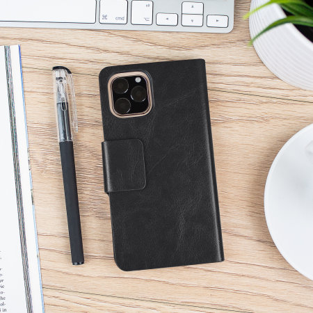 Olixar Leather-Style iPhone 11 Pro Max Wallet Stand Case - Black