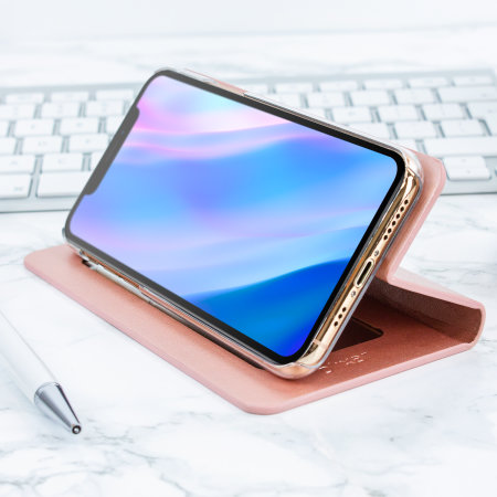 Olixar Leather-Style iPhone 11 Pro Max Mirror Stand Case - Rose Gold