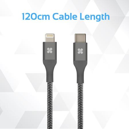 Cable USB-C / Lightning Promate UniLink-LTC - 1.2m - Gris