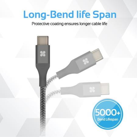 Câble USB-C vers Lightning Promate UniLink-LTC tressé – 1,2m – Gris