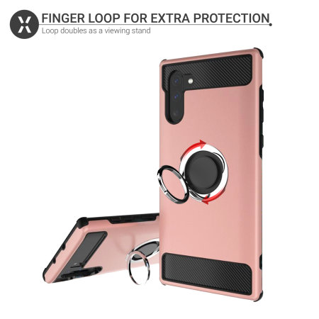 Olixar ArmaRing Samsung Note 10 Finger Loop Tough Case - Rose Gold