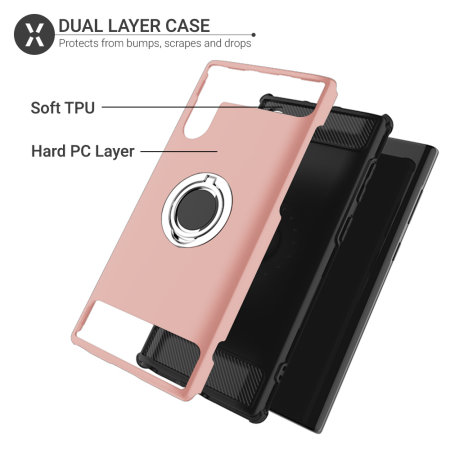 Olixar ArmaRing Galaxy Note 10 solid deksel med fingerring - Rose gull