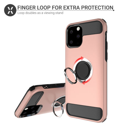 Coque iPhone 11 Pro Olixar ArmaRing avec anneau de maintien – Or rose