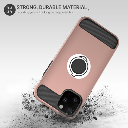 Olixar ArmaRing robust skal med fingerhållare iPhone 11 Pro Max -Rose