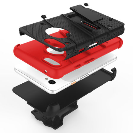 Zizo Bolt Google Pixel 3A Tough Case & Screen Protector - Black/Red