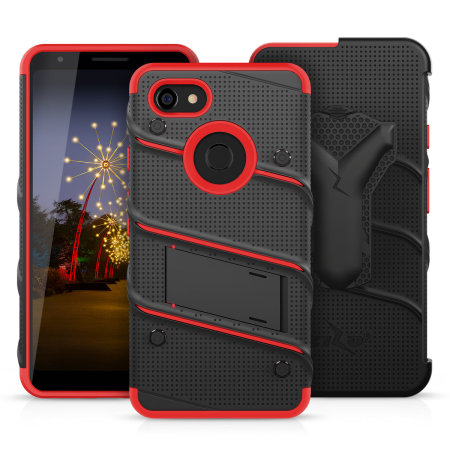 Zizo Bolt Google Pixel 3A XL Tough Case & Screen Protector - Black/Red