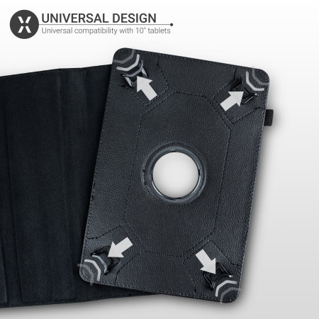 Olixar Leather-Style Universal 10" Tablet Folio Case - Black