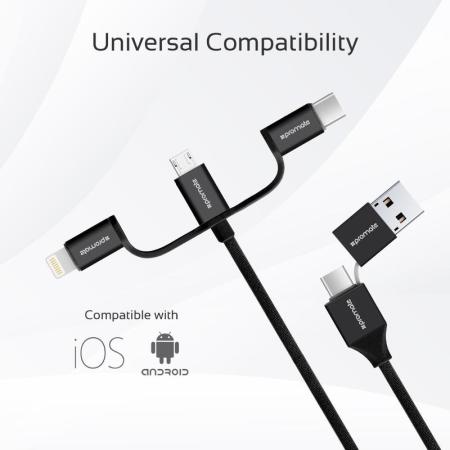 Cable USB para cargar y transferencia de datos UniLink-Trio2 6 en 1
