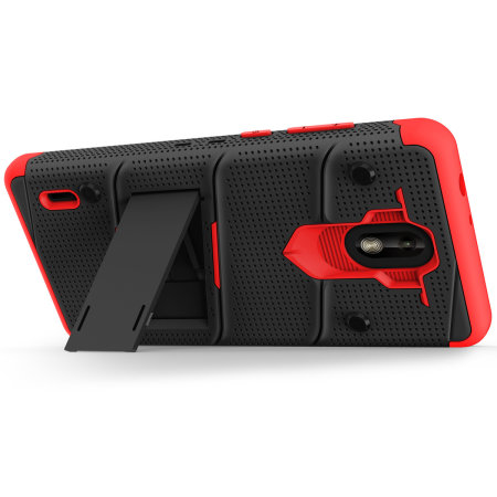 Coque Nokia 3.1 C Zizo Bolt & Protection d'écran – Noir / rouge