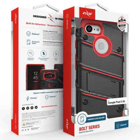 Zizo Bolt Google Pixel 3 XL Tough Case & Screen Protector - Black/Red
