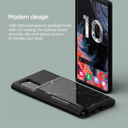 VRS Design Damda Glide Shield Samsung Note 10 Case - Black Marble