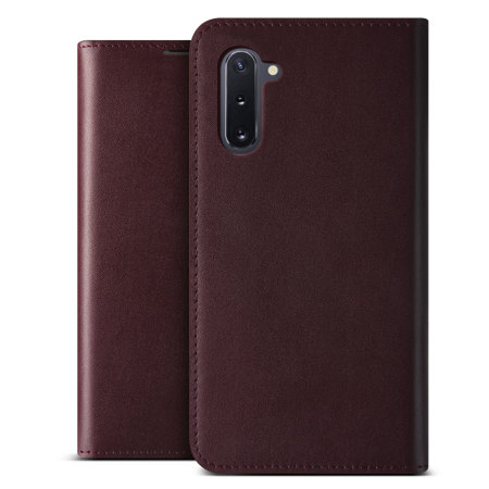 VRS Design Genuine Leather Diary Samsung Note 10 Case - Wine