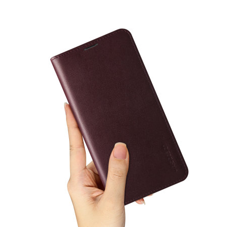 VRS Design Genuine Leather Diary Samsung Note 10 Case - Wine