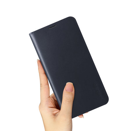 VRS Design Genuine Leather Diary Samsung Note 10 Plus Case - Navy