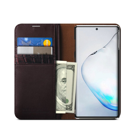 VRS Design Echt lederen Diary Galaxy Note 10 Plus Hoesje - Rood