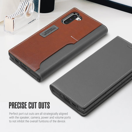 Obliq K3 Samsung Galaxy Note 10 Wallet Case - Grey/Brown