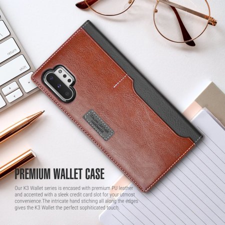 Obliq K3 Samsung Galaxy Note 10 Plus Wallet Case - Grey/Brown