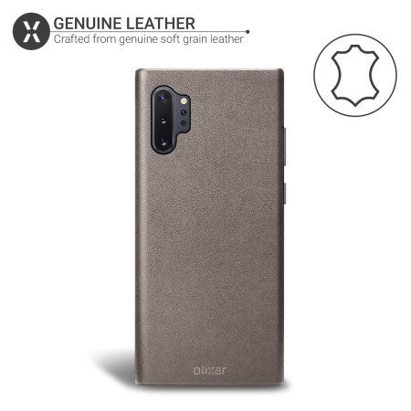 Olixar Genuine Leather Samsung Galaxy Note 10 Plus Case - Grey