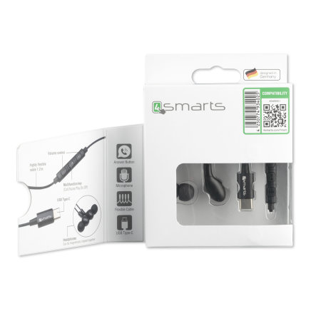 4Smarts Active In-Ear Stereo Headset Melody USB-C for Note 10 - Black