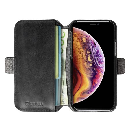 Krusell iPhone 11 Pro Max 2-in-1 Leather Wallet Case - Vintage Black