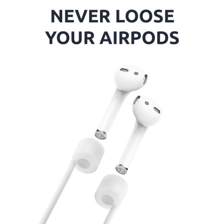 Olixar Soft Silicone Anti-Loss Connector Straps For AirPods - White