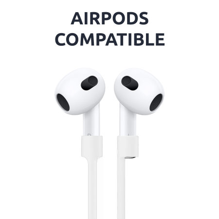 Olixar Soft Silicone Anti-Loss Connector Straps For AirPods - White