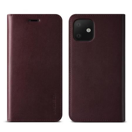 VRS Design Genuine Leather Diary iPhone 11 Pro Case - Wine
