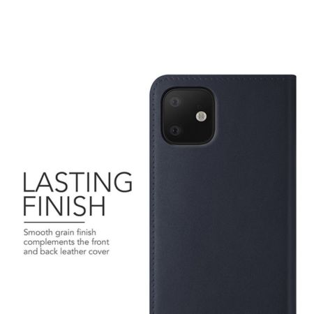 VRS Design Genuine Leather Diary iPhone 11 Case - Navy