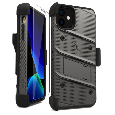 Zizo Bolt Series iPhone 11 Case & Screen Protector - Grey/Black
