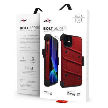 Zizo Bolt iPhone 11 Deksel & belteklemme - Rød/Svart