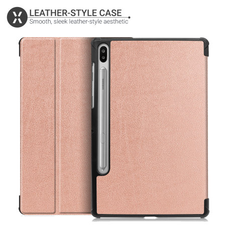 Olixar Leather-Style Samsung Tab S6 Stand Case - Rose Gold
