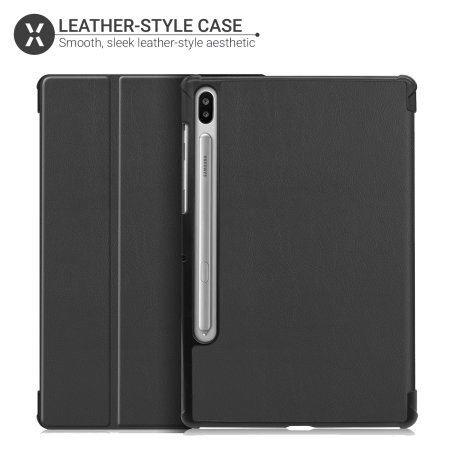 Olixar Leather-Style Samsung Tab S6 Stand Case - Black