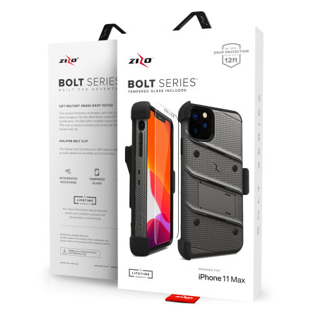 Zizo Bolt iPhone 11 Pro Max Case & Screenprotector - Grijs / Zwart