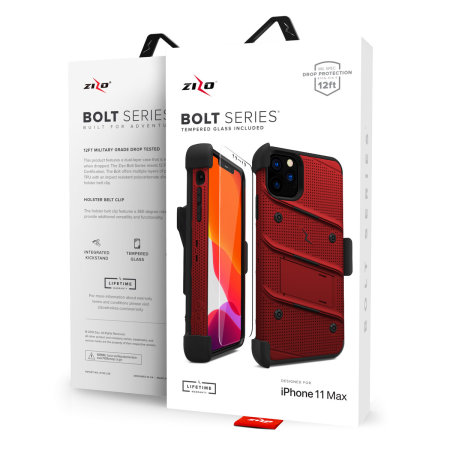 Zizo Bolt iPhone 11 Pro Max Case & Screenprotector - Rood / Zwart