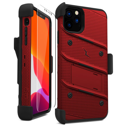 Zizo Bolt Series iPhone 11 Pro Max Case & Screen Protector - Red/Black
