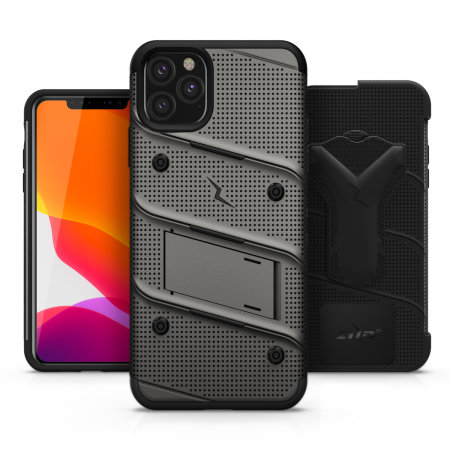 Zizo Bolt Series iPhone 11 Pro Case & Screen Protector - Harmaa /musta