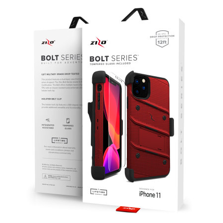 Zizo Bolt iPhone 11 Pro Skal & Skärmskydd - Röd / Svart