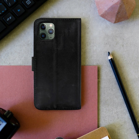 Housse iPhone 11 Pro Max Olixar portefeuille en cuir – Noir