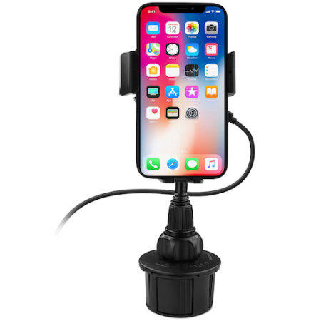 Macally 10W Qi Wireless Fast Charge Car Cup Phone Holder Mount - Black