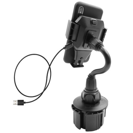 Macally 10W Qi Wireless Fast Charge Car Cup Phone Holder Mount - Black