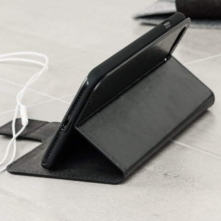 Olixar Leather-Style Motorola One Action Wallet Stand Case - Black