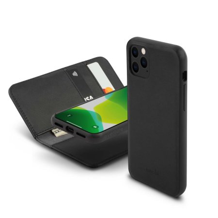 Moshi Overture iPhone 11 Pro Premium Leather Wallet Case - Jet Black
