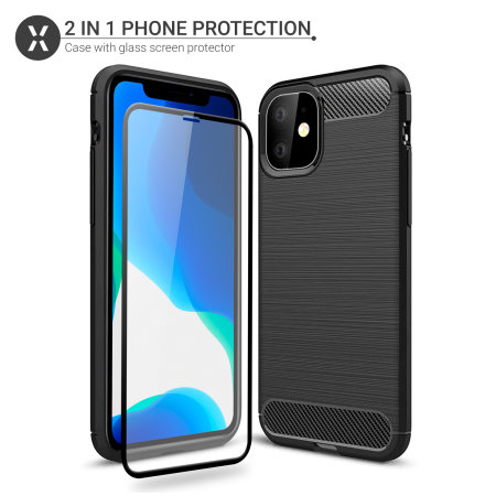 Olixar Sentinel iPhone 11 Case & Glass Screen Protector - Black