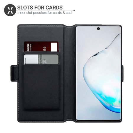Housse Samsung Galaxy Note 10 Olixar portefeuille mince en cuir – Noir
