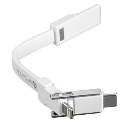 Llavero 4smarts 3in1 con cable Lightning, USB-C y Micro USB - Blanco