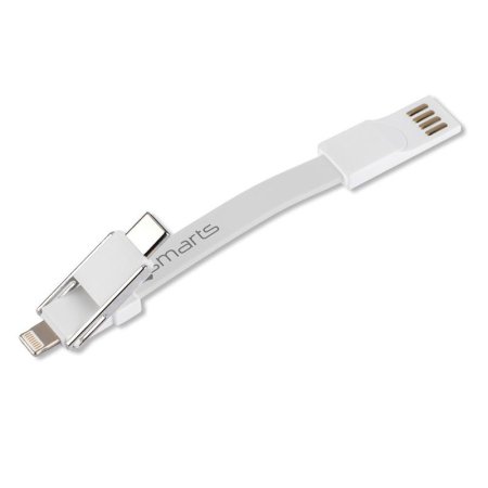Câble porte-clés 4smarts 3-en-1 Lightning, USB-C & Micro USB – Blanc
