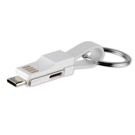 Llavero 4smarts 3in1 con cable Lightning, USB-C y Micro USB - Blanco