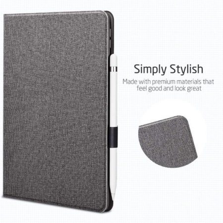 Sdesign Folder with Apple Pencil Holder iPad 10.2 2019 Case - Grey