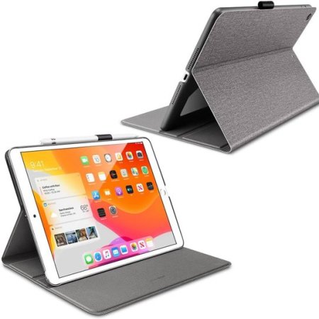Sdesign Folder with Apple Pencil Holder iPad 10.2 2019 Case - Grey