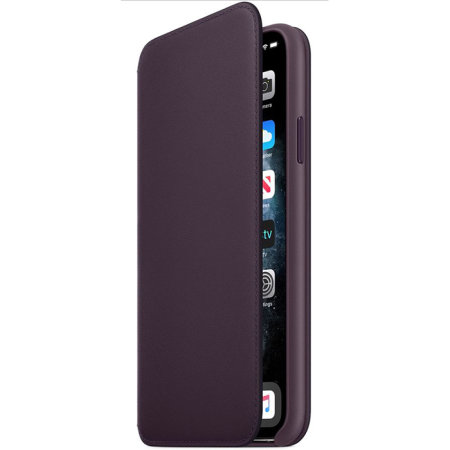 Official Apple iPhone 11 Pro Max Leather Folio Case - Aubergine